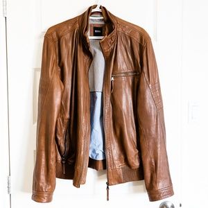 Hugo Boss Leather Jacket - Brown - 42R (L)